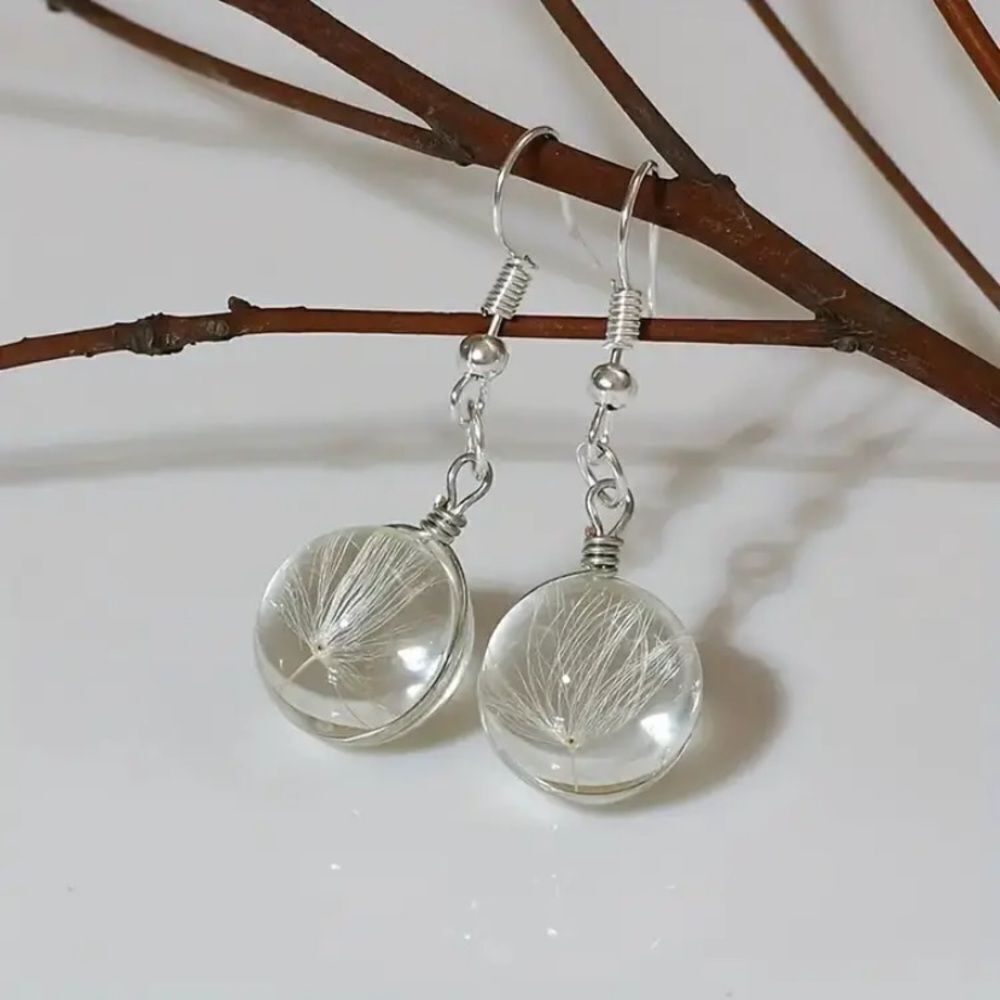 ✨🆕✨ BoHo Dandelion Dried Flower Hook Dangle Earrings✨